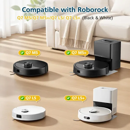 Miniatura 3 de Piezas de Reemplazo Accesorios Compatibles con Aspiradora Robot Roborock Q7 M5+/ Q7 M5/ Q7 L5/ Q7 L5+, 2 Cepillos Rodantes, 6 Toallitas de Limpieza