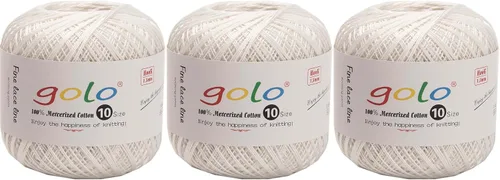 Miniatura 60 de Golo - Bolas de hilo para crochet de algodón tamaño 10, color algodón para crochet D-Fresa D078-fresa