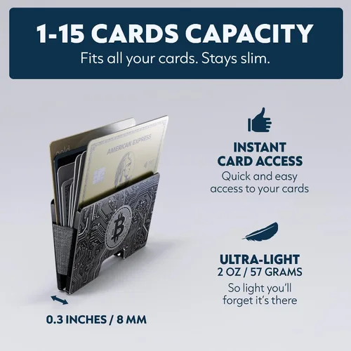 Miniatura 25 de Cartera de aluminio impresa 2.5D para hombres: clip delgado para dinero y tarjetero con barniz selectivo táctil. Bloqueo RFID mejorado, compacto