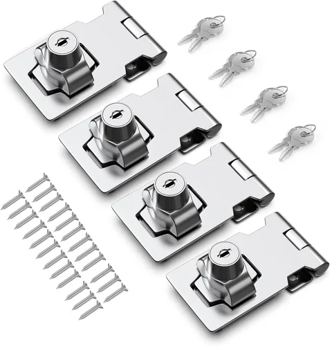 Miniatura 18 de Cerradura de cerrojo con llave de 2.5 pulgadas para armarios y puertas pequeñas, diseño de perilla giratoria, aleación de zinc resistente con hierro