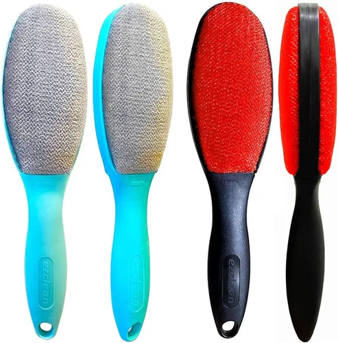 ezclean Paquete de 4 cepillos de pelusa de 2 colores para ropa, muebles, sofá, cepillo para eliminar pelusas para ropa, cepillos reutilizables para