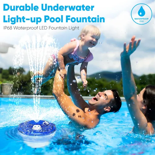 Miniatura 4 de Pyle Fuente flotante para piscina con espectáculo de luz LED de 6 modos, resistencia al agua IP68, batería recargable incorporada, rociador flotante