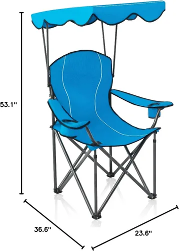 Miniatura 3 de ALPHA CAMP Silla de campamento con toldo resistente, capacidad de 350 libras, silla plegable de gran tamaño con parasol ajustable, silla portátil