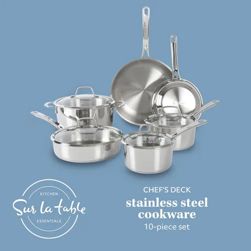 Miniatura 2 de Sur La Table Kitchen Essentials Chef's Deck - Juego de utensilios de cocina de acero inoxidable no tóxicos, 10 piezas, con base triple encapsulada