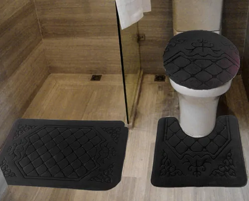 All American Collection - Juego de 3 tapetes de baño de espuma viscoelástica con diseño de corona de felpa suave antideslizante para ducha, baño,