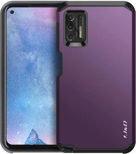 Miniatura 4 de J&D Funda compatible con Moto G Stylus 2021, resistente funda híbrida resistente con protector de pantalla de vidrio (paquete de 2), no compatible