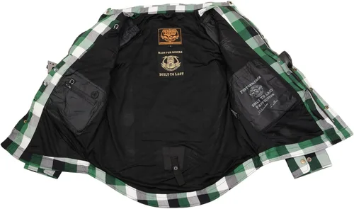Miniatura 8 de Milwaukee Leather MPM1651 Camisa de franela a cuadros para hombre con armadura aprobada por la CE - Reforzada con fibra de aramida