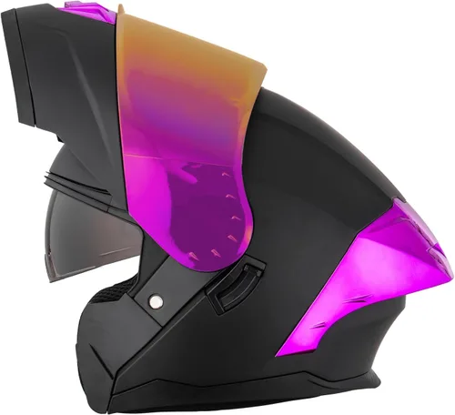 Miniatura 10 de Casco modular para motocicleta con diseño abatible, aprobado por el DOT con visera extra transparente, cascos de cara completa para motocicleta