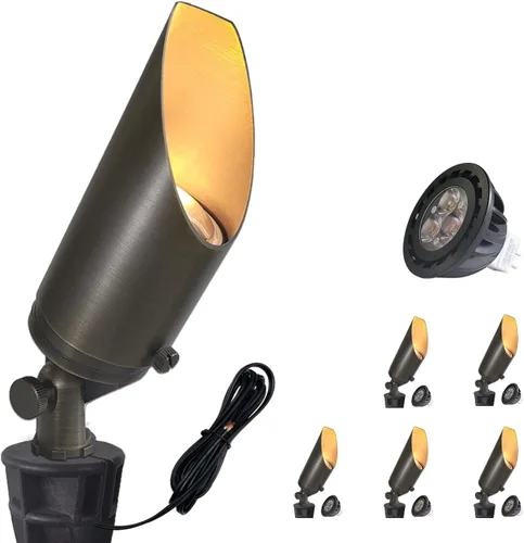 Miniatura 8 de COLOER Foco de paisaje de latón de bajo voltaje (negro) paquete de 1 con carcasa de aluminio de 5 W, foco LED MR16 2700K 450LM CRI85+, iluminación