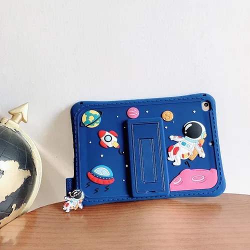 Miniatura 3 de Funda para Samsung Galaxy Tab A7 Lite de 8.7 pulgadas T220/T225, funda de silicona con patrón de astronautas de cosmonautas con colgante con cordón