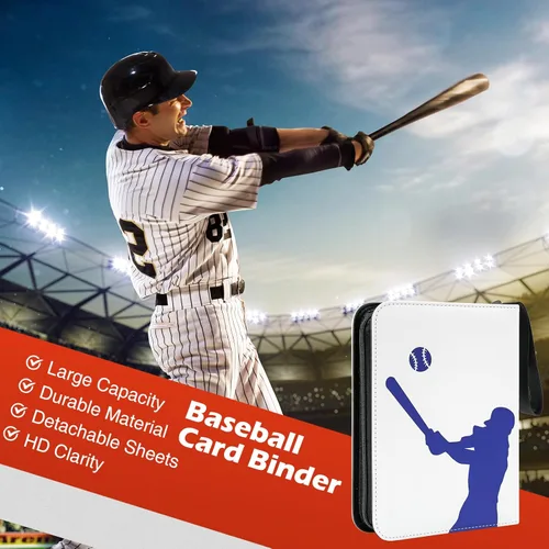 Miniatura 2 de ProCase Carpeta de tarjetas de béisbol de 4 bolsillos para 440 tarjetas, álbum de tarjetas comerciales deportivas con 55 fundas para tarjetero Blanco