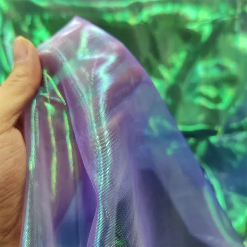 Miniatura 15 de Tela de encaje de organza con gradiente láser arcoíris mágico, tela de gasa holográfica iridescente para vestido de novia, cortina, fondo, fiesta