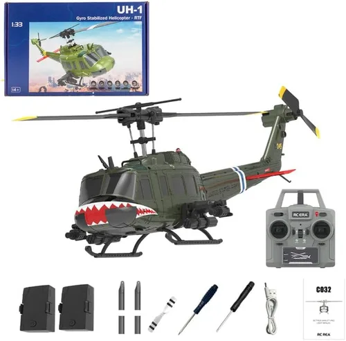 Miniatura 19 de Helicóptero RC 1/48 para adultos, RC ERA C032 UH-1 Huey 2.4G 6CH Gyro estabilizado aeronave de control remoto con retención de altitud y flujo