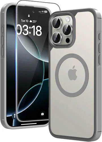 Miniatura 82 de TAURI Funda magnética 2 en 1 transparente para iPhone 14 Pro, compatible con Magsafe [no amarillenta] con protector de pantalla, protección de grado