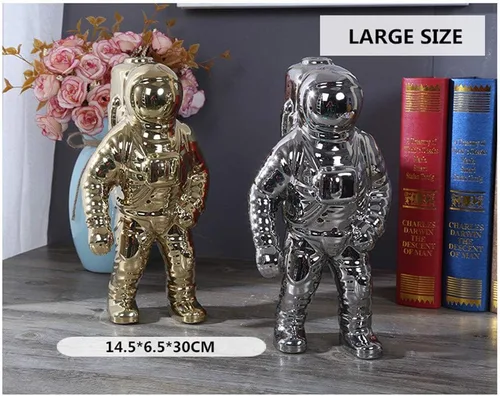 Miniatura 3 de Uterstyle Figura de astronauta de cerámica, estatua de astronauta, jarrón temático aeroespacial, manualidades, decoración del hogar, regalo de Dorado