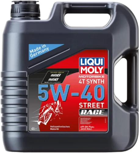 Liqui Moly Moto 4T Synth 5W-40 Street Race | Aceite de Motor Sintético Completo | 4 Litros | SKU: 20076 | Paquete de 4