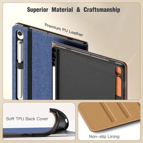 Miniatura 3 de MoKo Funda para Samsung Galaxy Tab S10 Lite/ S10 FE 2025/ S9 FE 10.9 pulgadas/ S9 11 pulgadas 2023 con Soporte para S Pen, Funda Protectora de PU