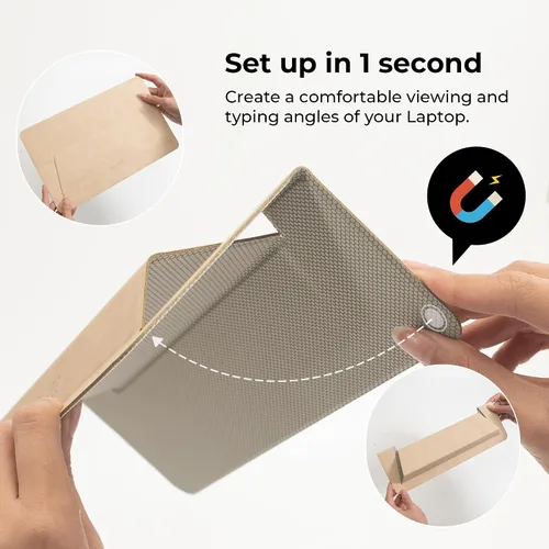 Miniatura 4 de SenseAGE Soporte para computadora portátil para escritorio, oficina, soporte ergonómico para portátil, soporte plano de viaje plegable y portátil