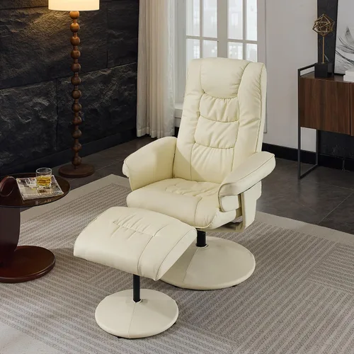 Miniatura 2 de Silla reclinable con otomana, silla de masaje giratoria de 360° con reposapiés, masaje de vibración de 5 puntos, calefacción de asiento y respaldo