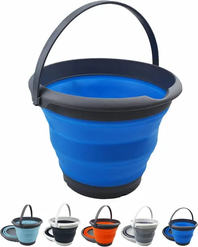 Miniatura 7 de SAMMART Cubo de plástico plegable de 8,5 L (2,2 galones) - Tina redonda plegable - Cubo de agua portátil para pesca - Maceta al aire libre que Gris
