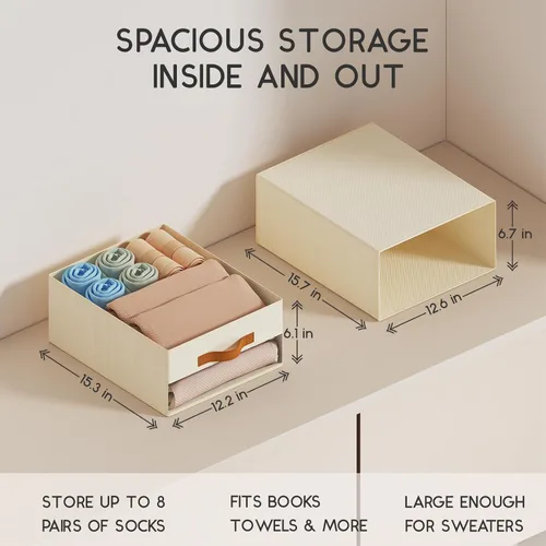Miniatura 3 de Homsorout Contenedores grandes de almacenamiento para armario, paquete de 6 cajas apilables extraíbles de tela con ventana transparente, contenedor