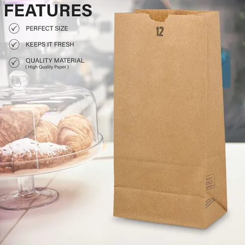 Miniatura 5 de MT Products Bolsas de almuerzo de 10 libras. Bolsas de papel kraft para comestibles y compras, paquete de 50