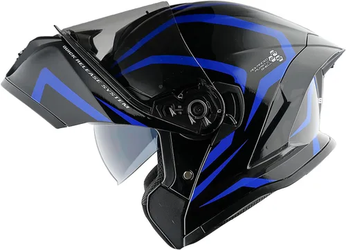 Miniatura 5 de 1Storm Nuevo Casco Modular de Motocicleta con Visera Dual, Protección Solar Completa y Luz Trasera LED Recargable: LED-X90 Flecha Azul