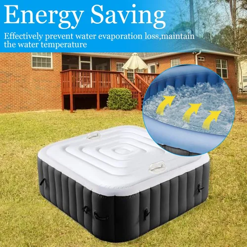 Miniatura 4 de Cubierta Inflable para Jacuzzi Tapa de Ahorro de Energía para Jacuzzi al Aire Libre, Cubierta Protectora Resistente al Viento e Impermeable