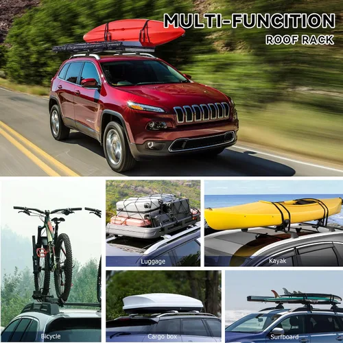 Miniatura 6 de 300 libras Barras transversales de techo con seguro compatibles con Jeep Cherokee 2014-2023, barra cruzada de aluminio resistente para equipaje