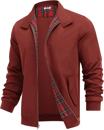Miniatura 8 de COOFANDY - Chaquetas ligeras para hombre, chaqueta casual de estilo cortavientos con cremallera, cuello parado, chaqueta de golf elegante