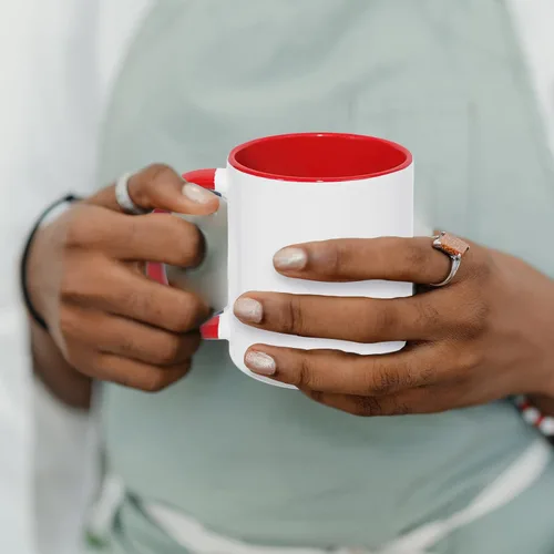 Miniatura 5 de MR.R Tazas de café en blanco de sublimación de 11 onzas, taza blanca con taza de color rojo interior y asa, juego de 2