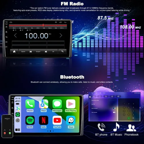 Miniatura 5 de 64G Android 13 - Radio de coche para Ford F150 F-150 1999-2003, Expedition 1999-2002 estéreo de coche, pantalla táctil de 9 pulgadas, Apple CarPlay
