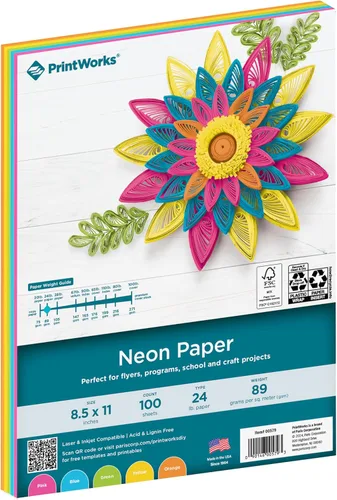 Miniatura 11 de PrintWorks Cartulina brillante de 8.5 x 11 pulgadas, 50 hojas, 5 colores primarios surtidos, ideal para proyectos escolares y artesanales, 65 lb/176