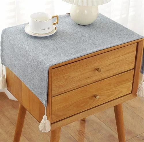 Miniatura 10 de Mantel de tela para mesita de noche, antideslizante, a prueba de polvo, gabinete de TV, refrigerador, lavadora, toalla cuadrada universal pequeña