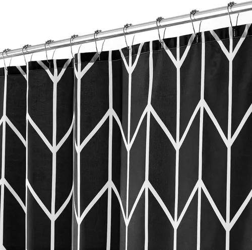 Miniatura 9 de mDesign - Cortina de ducha de tela de fácil cuidado con ojales reforzados, para duchas y bañeras, lavable a máquina, diseño de zigzag, 72” x 72