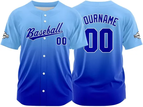 Miniatura 20 de Camiseta de béisbol con degradado personalizado, nombre, número y logotipo personalizados para hombres, mujeres y niños