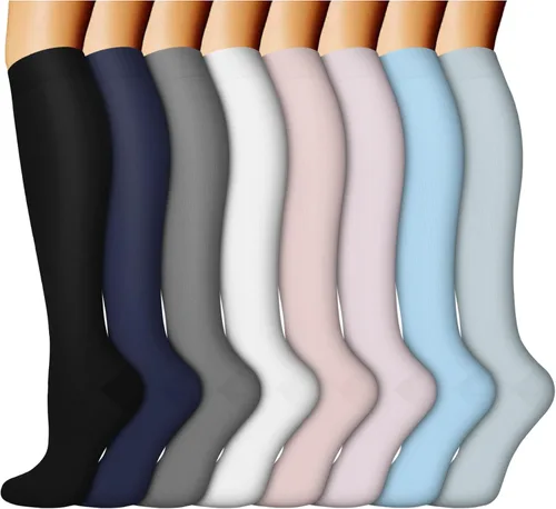 Miniatura 6 de ACTINPUT 8 pares de calcetines de compresión para mujeres y hombres, medias de compresión de apoyo para médicos, correr, atletismo