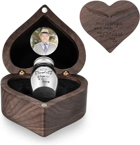 Miniatura 16 de Dletay Mini urnas para cenizas humanas, pequeñas urnas de cremación para hombres y mujeres, recuerdo de cenizas con caja cuadrada de madera de 1.18