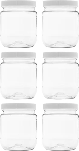 Miniatura 27 de Tarros de almacenamiento de plástico con tapas a prueba de fugas, sin BPA, lavar a mano solo (128 onzas, 2 unidades, blanco)