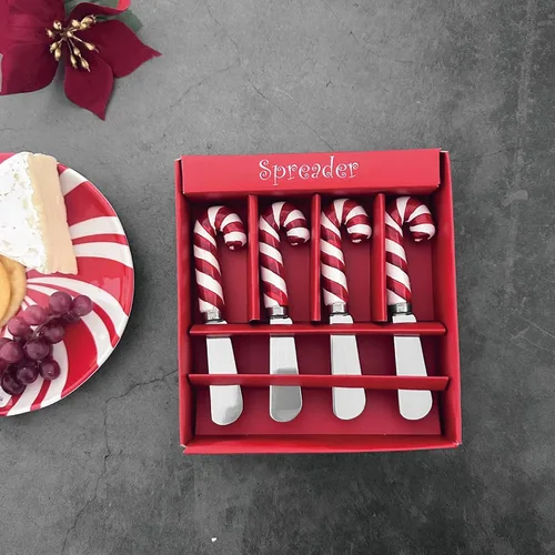 Miniatura 5 de Supreme Housewares Esparcidores de Queso con Diseño de Bastones de Caramelo, Mangos de Resina Pintados a Mano con Cuchillas de Acero Inoxidable