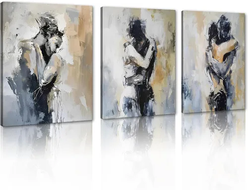 Miniatura 52 de Novatique 3 piezas de arte de pared sexy en blanco y negro para parejas desnudas, decoración de pared abstracta de amor para mujeres y hombres, arte