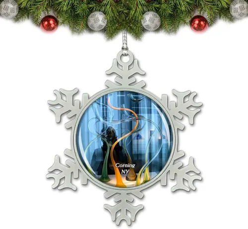 Corning Glass Museum NY USA Adorno de Navidad Decoración de árbol de cristal Metal Souvenir Regalo