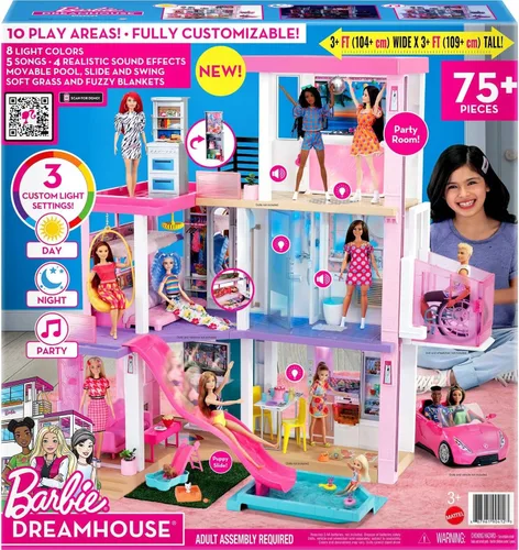 Miniatura 6 de Barbie DreamHouse versión 2,021 – Casa de muñecas grande (3.75 pies/1.14 m) con piscina, tobogán, ascensor, luces y sonidos, y accesorios para casa