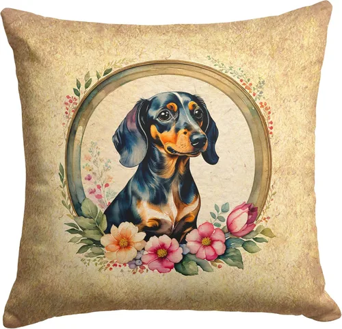 Miniatura 105 de Caroline's Treasures DAC2072PW1414 Affenpinscher and Flowers - Almohada decorativa de tela, lavable a máquina, para interiores y exteriores