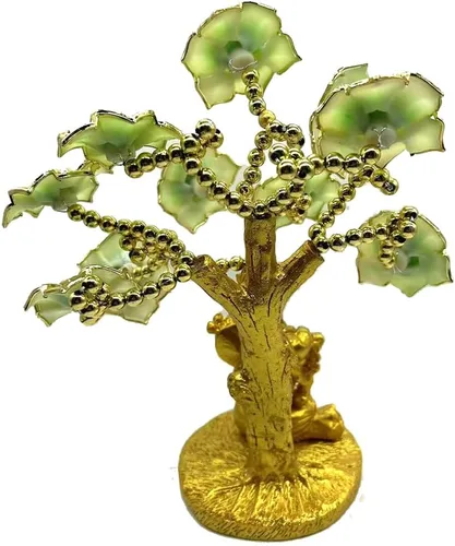 Miniatura 3 de Estatua de árbol turco de mal de ojo, flores de resina con base de Buda, decoración del hogar de buena suerte (flor verde)