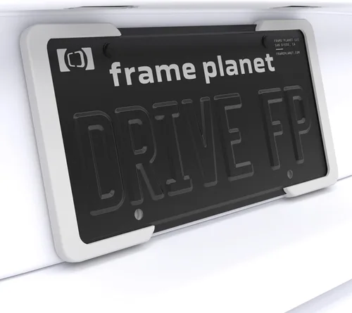 Miniatura 12 de Marco de placa de matrícula. Diseño flexible de 2 piezas de Frame Planet. 1 paquete. Reducción de ruido, antiarañazos, resistente a la intemperie