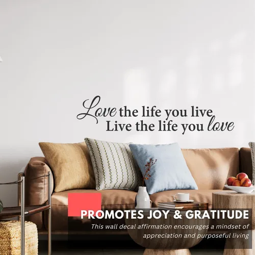 Miniatura 2 de My Vinyl Story - Love The Life You Live - Calcomanía de pared inspiradora, vinilo motivacional, decoración artística de afirmación positiva