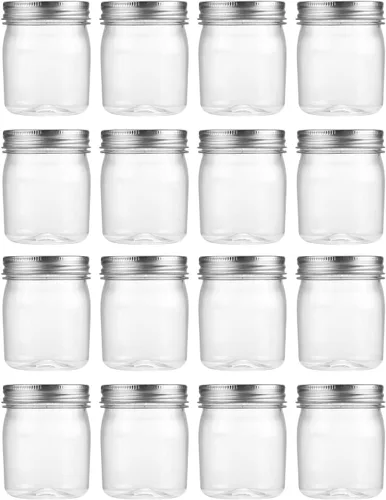Miniatura 18 de novelinks Tarros de plástico transparente de 8 onzas con tapas herméticas, paquete de 16 tarros de plástico con tapas de 8 onzas, recipientes de Oro