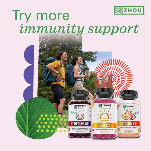 Miniatura 5 de Zhou D3+K2 - Suplemento de vitamina D3 K2 para mujeres y hombres, suplementos de apoyo inmunológico Vit D3 y K2, fórmula vegetariana pura con 5000