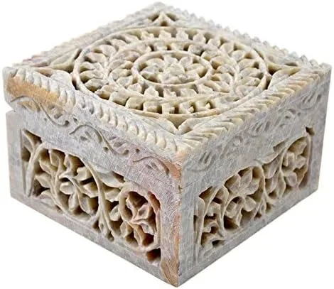 Miniatura 5 de Hashcart Joyero tallado a mano Caja decorativa para baratijas Caja de recuerdo Aniversario, regalos de inauguración de la casa para mujeres Caja